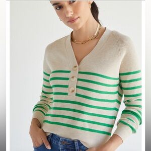 Striped Henley Pullover size small